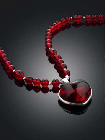 Flawless Amber Necklace With Heart Pendant, image , picture 2