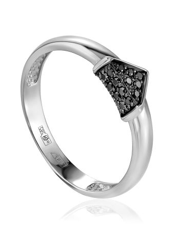 Geometric Design Black Diamond Ring, Ring Size: 6 / 16.5, image 
