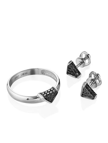 Geometric Design Black Diamond Ring, Ring Size: 6 / 16.5, image , picture 5