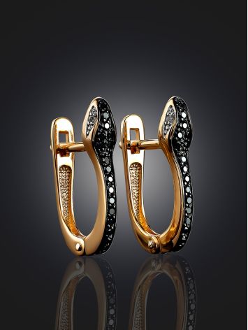 Snake Motif Diamond Earrings, image , picture 2