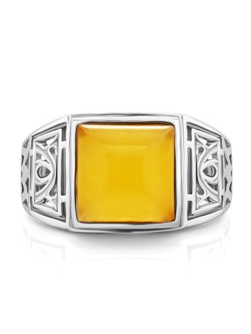 Stunning Silver Ring With Honey Amber The Cesar, Ring Size: 9.5 / 19.5, image , picture 3