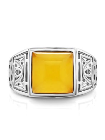 Stunning Silver Ring With Honey Amber The Cesar, Ring Size: / 24, image , picture 3