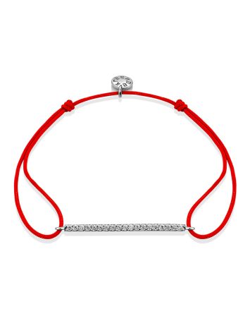 Stylish Red Lace Friendship Bracelet With Silver Charm, image 