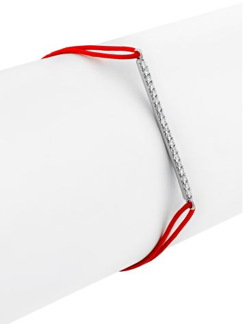 Stylish Red Lace Friendship Bracelet With Silver Charm, image , picture 3