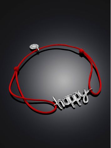 Red Lace Friendship Bracelet "Happy", image , picture 2