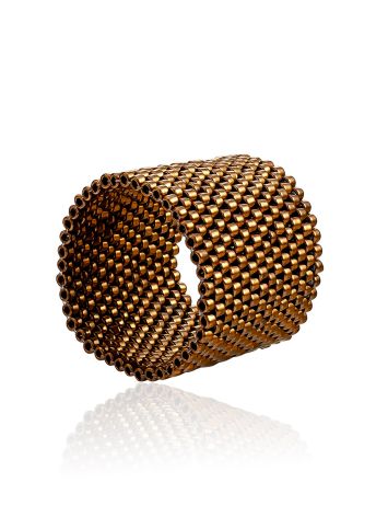 Bronze-colored Seed Beads Ring The Link, Ring Size: 6 / 16.5, image 