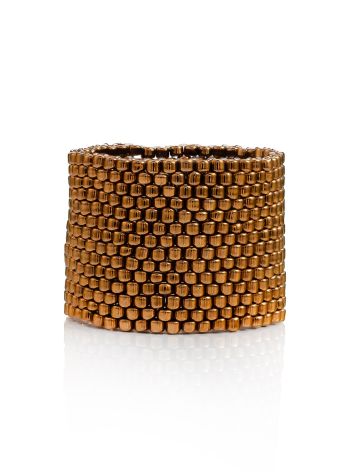 Bronze-colored Seed Beads Ring The Link, Ring Size: 9 / 19, image , picture 3