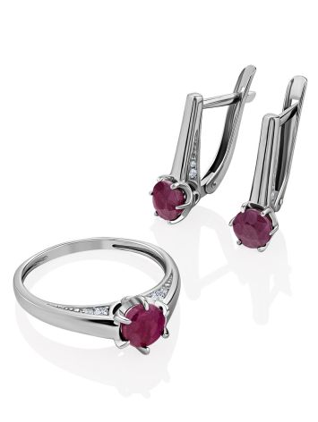 Refined Purple Corundum Earrings With Crystals, image , picture 2