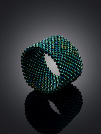 Emerald-colored Seed Beads Ring The Link, Ring Size: 7 / 17.5, image , picture 2
