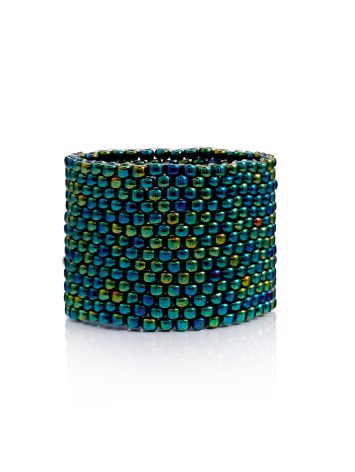 Emerald-colored Seed Beads Ring The Link, Ring Size: 7 / 17.5, image , picture 3