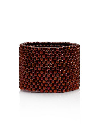 Wide Chocolate-Colored Beaded Ring The Link, Ring Size: 8 / 18, image , picture 3