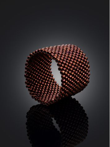 Wide Chocolate-Colored Beaded Ring The Link, Ring Size: 8 / 18, image , picture 2