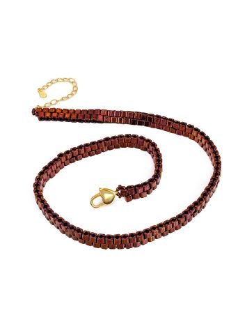 Copper Colored Japanese Glass Beads Choker Necklace The Link, image 