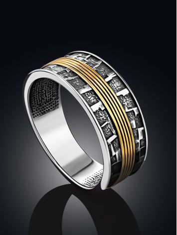 Bicolor Textured Band Ring, Ring Size: 8 / 18, image , picture 2