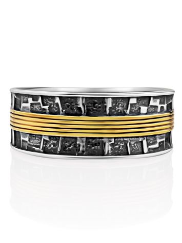Bicolor Textured Band Ring, Ring Size: 8 / 18, image , picture 3