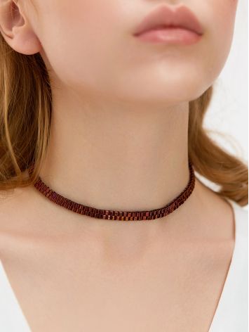 Copper Colored Japanese Glass Beads Choker Necklace The Link, image , picture 4