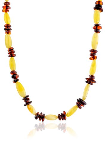 Two-Toned Amber Beaded Necklace, image 