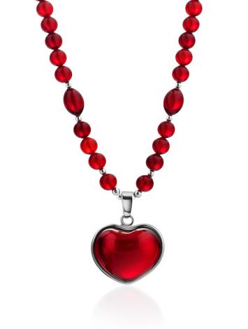 Flawless Amber Necklace With Heart Pendant, image 