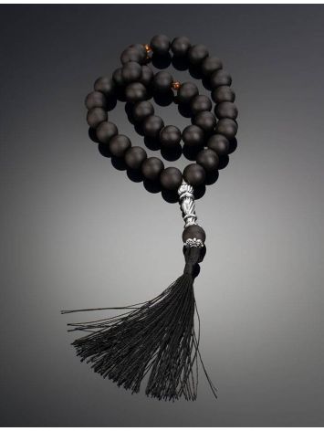 Muslim 33 Ball Cut Black Amber Prayer Beads, image , picture 2