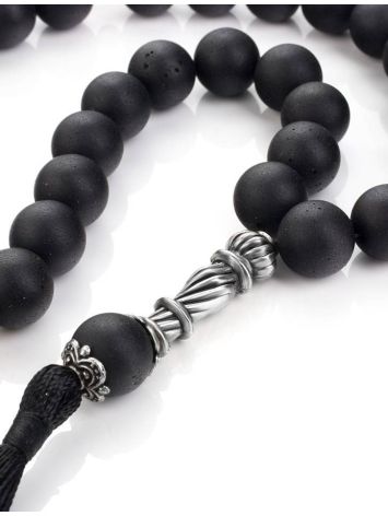 Muslim 33 Ball Cut Black Amber Prayer Beads, image , picture 3