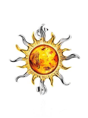 Amber Brooch In Gold Plated Silver The Helios, image 