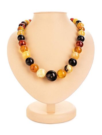 Exclusive Multicolor Amber Ball Beaded Necklace, image 