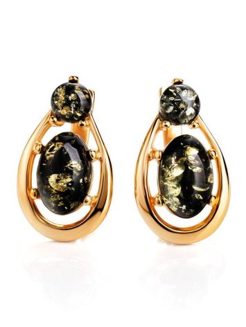 Green​ Amber Earrings In Gold-Plated Silver The Prussia, image 
