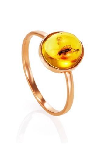 Amber Ring In Gold With Inclusion The Clio, Ring Size: 6 / 16.5, image 