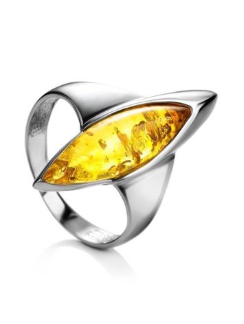 Lemon Amber Ring In Sterling Silver The Gaudi, Ring Size: 9 / 19, image 