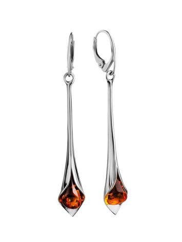 Stylish Amber Earrings In Sterling Silver The Calla Lily, image 