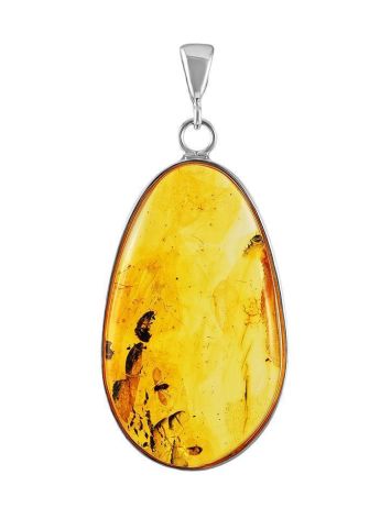 Drop Amber Pendant In Sterling Silver With Inclusions The Clio, image 