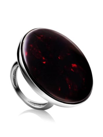 Cocktail Amber Ring In Sterling Silver The Monaco, Ring Size: 6.5 / 17, image 