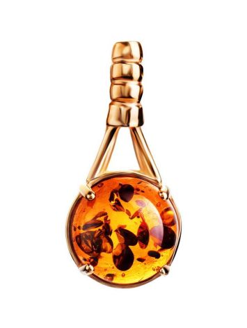 Classy Cognac Amber Pendant In Gold Plated Silver The Shanghai, image 