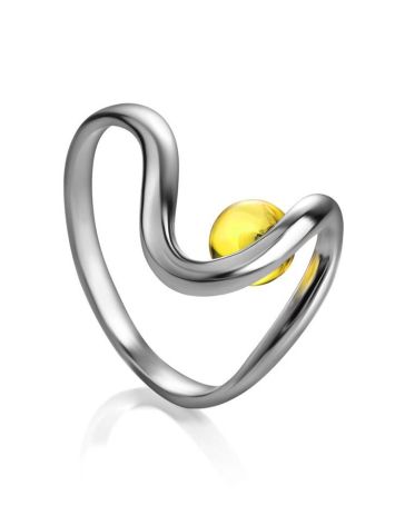 Lemon Amber Ring In Sterling Silver The Leia, Ring Size: 9.5 / 19.5, image 
