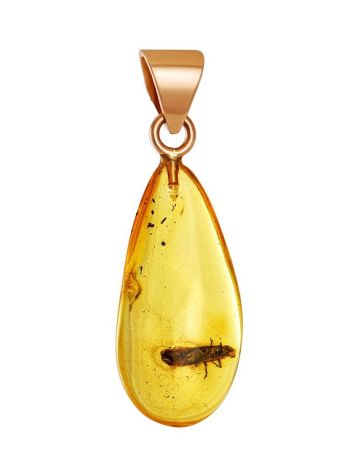 Drop Amber Pendant In Gold With Inclusion The Clio, image 