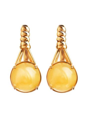 Stylish Honey Amber Earrings In Gold-Plated Silver The Shanghai, image 