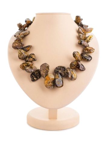 Black Amber Beaded Necklace, image 