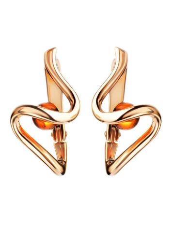 Wavy Amber Earrings In Gold-Plated Silver The Leia, image 