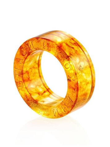 Engraved Amber Band Ring The Magma, Ring Size: 12 / 21.5, image 