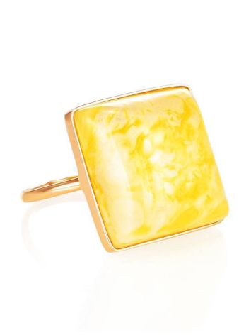 Geometric Amber Ring In Gold, Ring Size: 7 / 17.5, image 