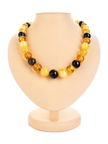 Multicolor Amber Ball Beaded Necklace, image 
