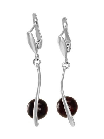Drop Amber Earrings In Sterling Silver The Leia, image 