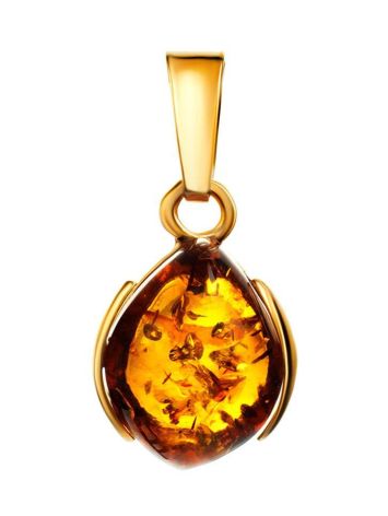 Bright Gold-Plated Pendant With Cognac Amber The Cat's Eye, image 