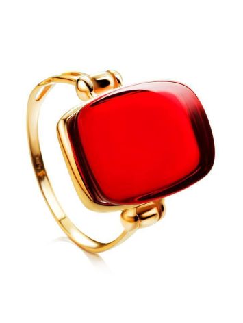 Red Amber Ring In Gold The Sangria, Ring Size: 8.5 / 18.5, image 
