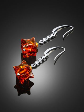 Stunning genuine Baltic amber hedgehog-inspired statement earrings, image , picture 3