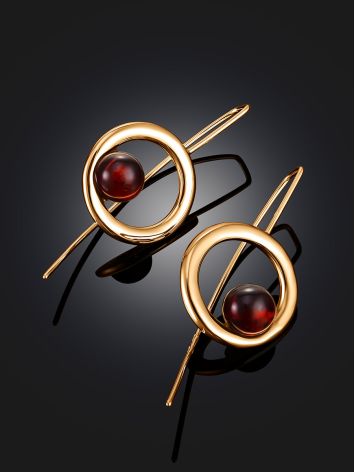 Vibrant Palazzo hook earrings with cognac amber, image , picture 2