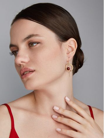 Vibrant Palazzo hook earrings with cognac amber, image , picture 3