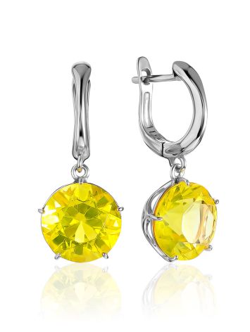 Dangle Earrings With Natural Lemon Amber, image 