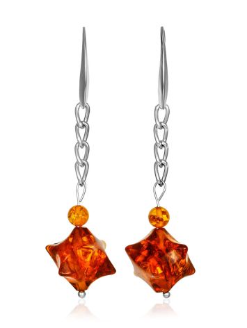 Stunning genuine Baltic amber hedgehog-inspired statement earrings, image 