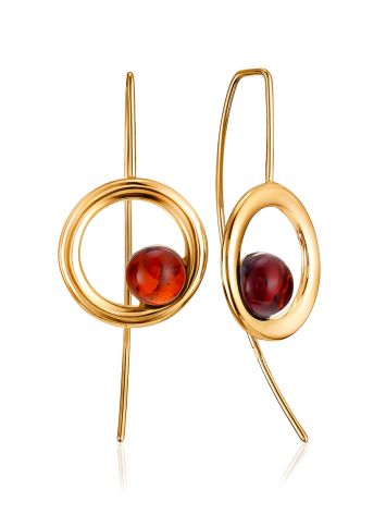 Vibrant Palazzo hook earrings with cognac amber, image 